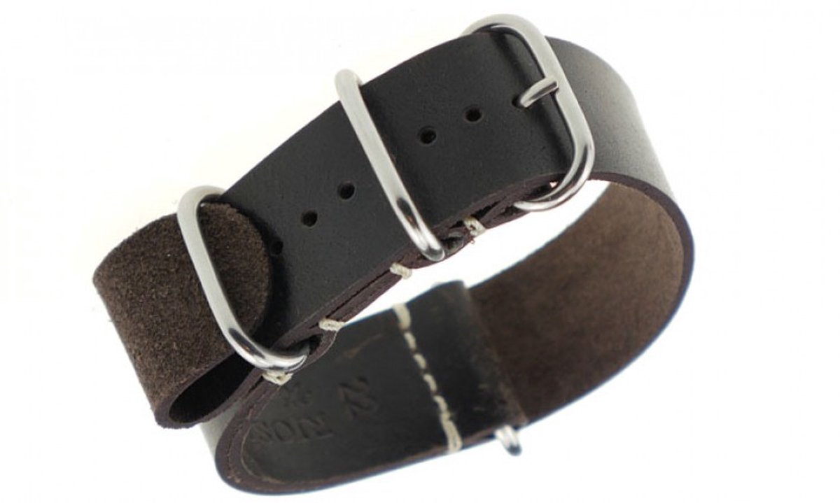 Nato Strap Brussels Donkerbruin - Leer - 22mm