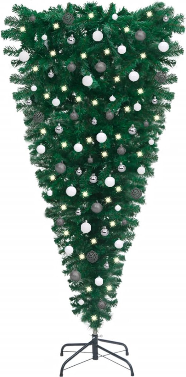 VidaLife Kunstkerstboom omgekeerd met LED's en kerstballen 150 cm