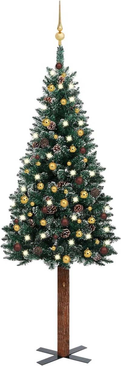 VidaLife Kerstboom met LED's en kerstballen smal 180 cm groen