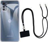 Casemania Hoesje Geschikt voor Motorola Moto E32 & E32S Transparant & Koord Zwart - Siliconen Back Cover