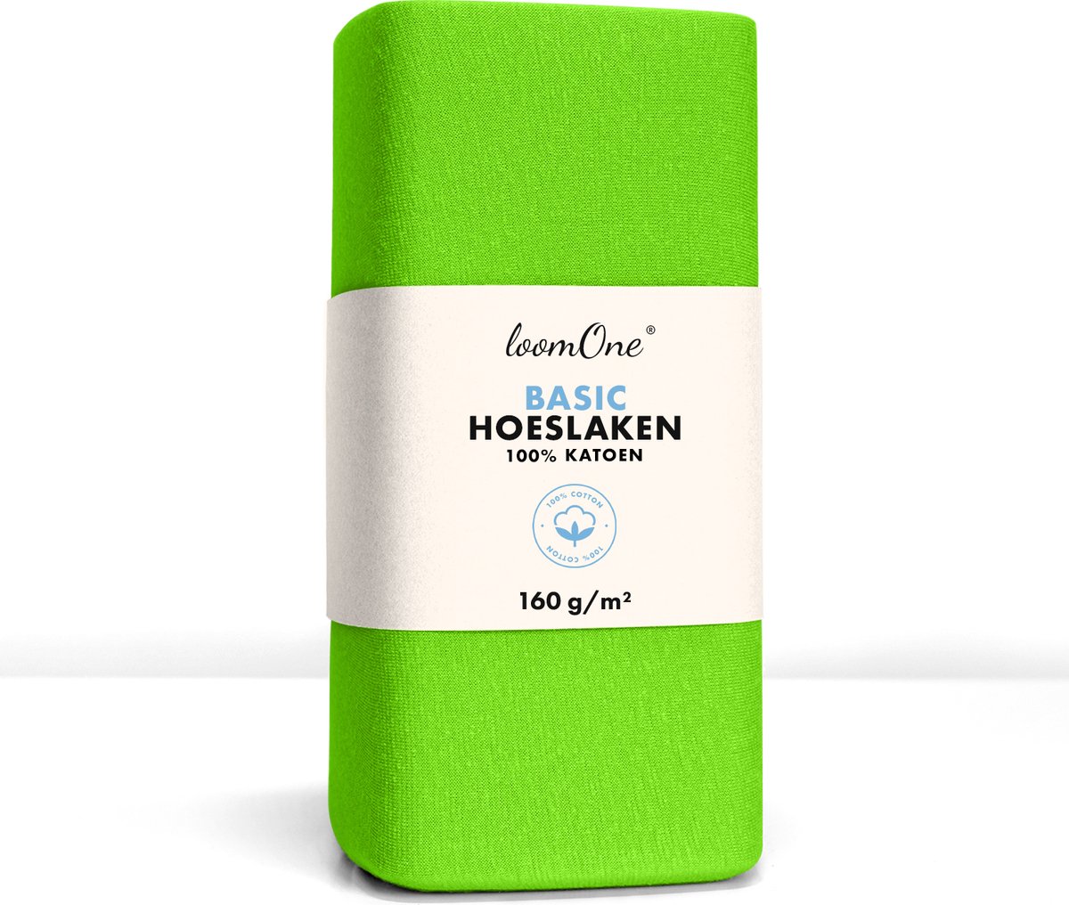 Loom One Hoeslaken – 100% Jersey Katoen – 100x220 cm – tot 35cm matrasdikte– 160 g/m² – Groen