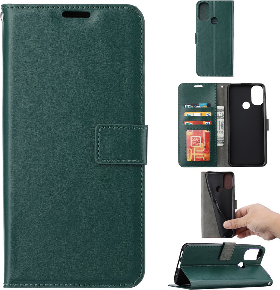 Bookcase Geschikt voor: Motorola Moto G71 5G - Groen - portemonnee hoesje