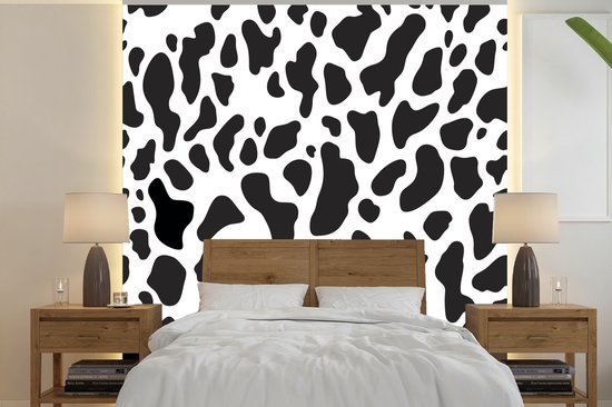 Papier peint photo vinyle - Une illustration du motif de tache d'une vache  largeur 240... | bol