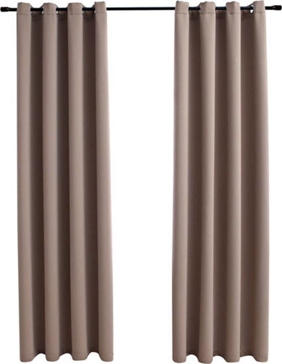 vidaXL Gordijnen linnen-look verduisterend haken 2 st 140x245 cm taupe