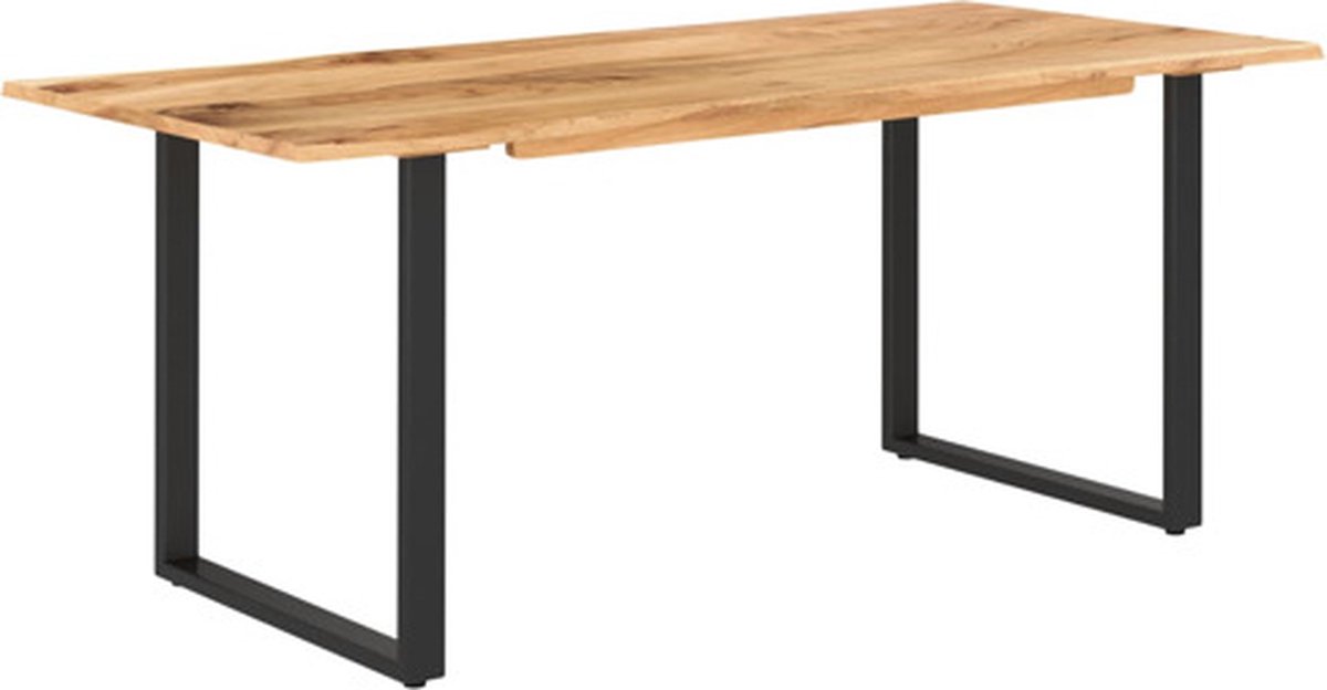 vidaXL Eettafel - 180x90x76 - cm - massief - acaciahout zwart