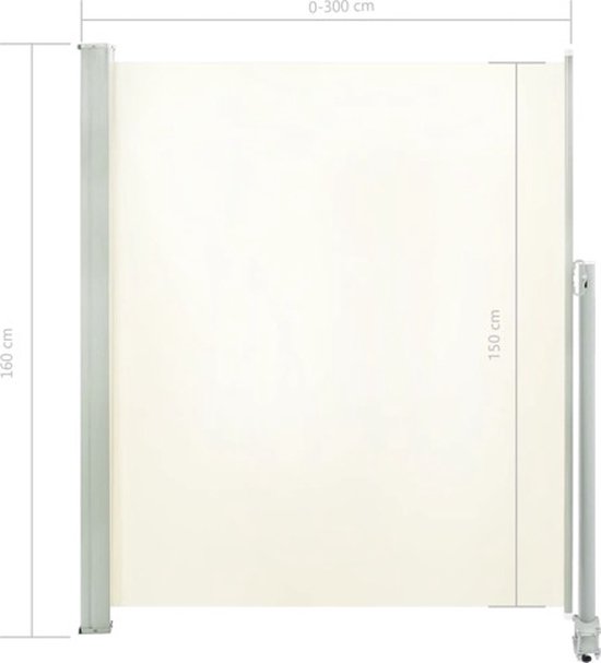 vidaXL Auvent latéral extensible 160x300 cm Crème