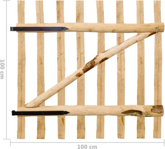 vidaXL - Poort - enkel - 100x100 - cm - hazelaarhout
