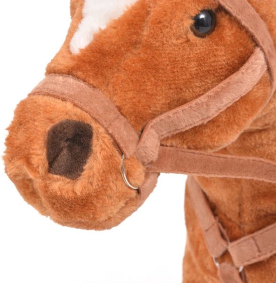VDXL Staand knuffelpaard pluche bruin