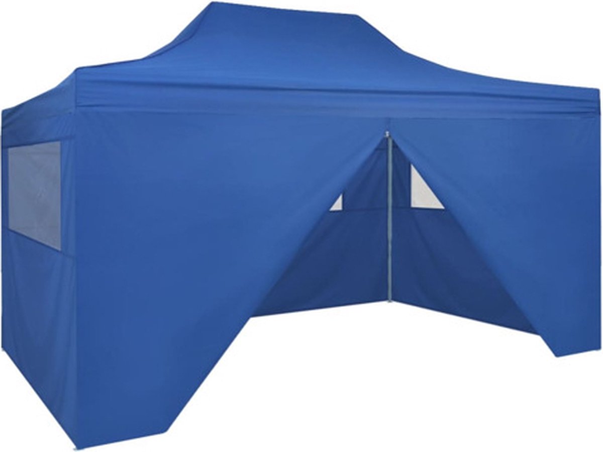 vidaXL Vouwtent pop-up met 4 zijwanden 3x4,5 m blauw