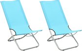 vidaXL - Strandstoelen - 2 - st - inklapbaar - stof - turquoise