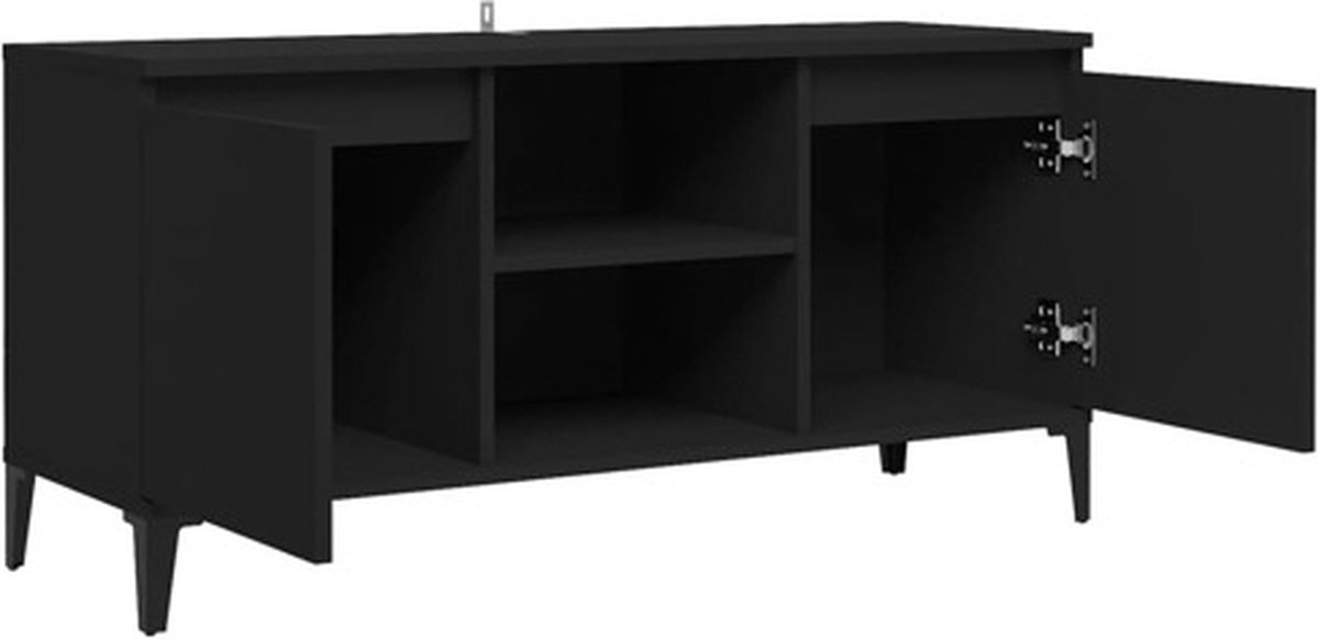 Olivine Jari TV meubel Zwart - Hout - Metalen Poten - B 120 cm – vtwonen Olivine Jari TV meubel Zwart - Hout - Metalen Poten - B 120 cm – vtwonen