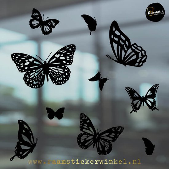 Raamsticker vlinder set zwart herbruikbaar