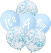 Ballonnen - geboorte jongen - Babyshower- it's a boy - versiering - gender reveal - zoon - set van 6