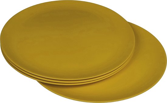 ZUPERZOZIAL - C-PLA, borden, FLAVOUR-IT PLATE, saffron yellow, geel, 25,5cm, set/4