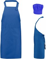 Benza Schort Keukenschort voor volwassenen 70 x 85 cm en koksmuts - Kobaltblauw