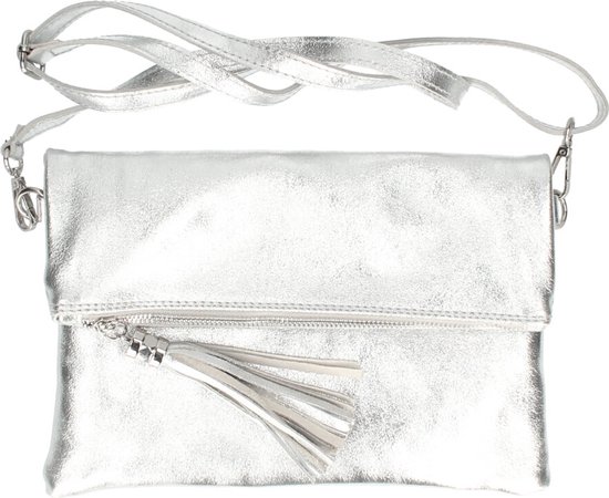 Italiaans leren zilveren tas - - Tas - Zilver - - Leuk voor een... | bol.com
