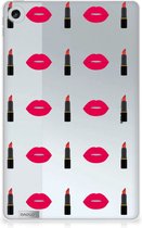 Tablethoesje Lenovo Tab M10 Plus (3e generatie) Backcover Personaliseren Lipstick Kiss met doorzichte zijkanten