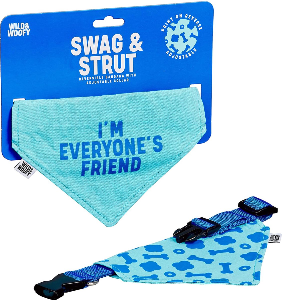 Goedkoopste Wild & Woofy Klikhalsband/bandana Swag & Strut Nylon Blauw