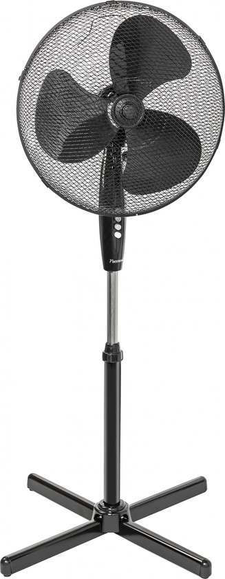 Bestron Statiefventilator met 3 snelheidsstanden, Ventilator met 75° graden draaifunctie & in hoogte verstelbare telescoopstang tot 122cm, Ø 45cm, 45Watt, ASV45Z, kleur: zwart
