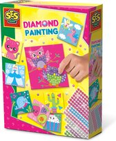 SES - Diamond painting - 1080 diamant stickers in 6 kleuren - met 8 kleurrijke kaarten - knutselen meisjes