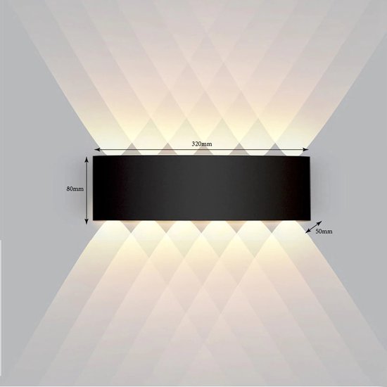 Polaza® Applique - Lampe LED - Applique - Lampe - Abat-jour - Plein air et Intérieur - Protection IP65 - Lampe Chambre, Salon - Zwart