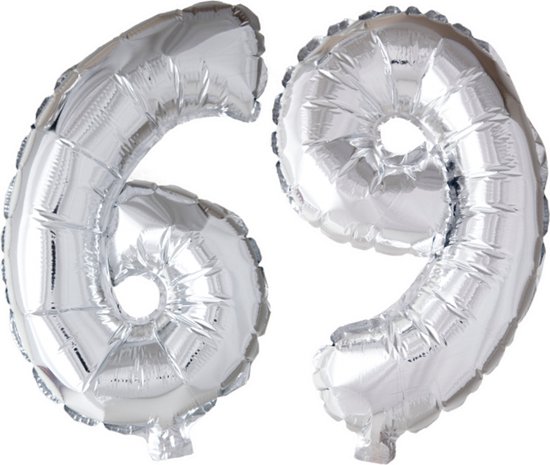 Folieballon 69 jaar Zilver 66cm