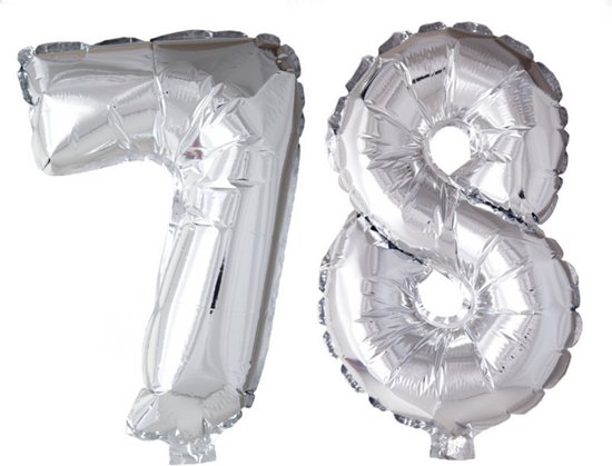 Folieballon 78 jaar Zilver 66cm