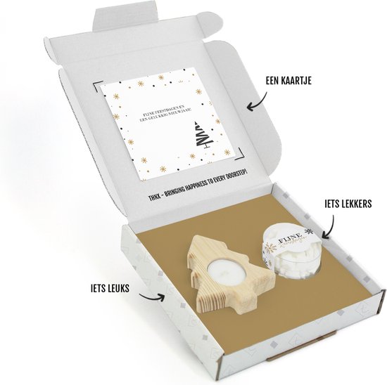 THNX 3-in-1 combinatie cadeau THNX - Kerstcadeau - Kerstboomkaars & Pepermunt - Fijne Feestdagen - Christmas Sparkle