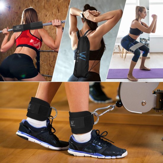Thumbnail van een extra afbeelding van het spel WEBU 9 Delige Fitness Set + 51 Bodyweight Workout Kaarten + 55 Dumbbell Kaarten | Incl. Gratis Trainingsvideo’s - Weerstandsbanden - Crossfit - Thuis Sporten - Barbell Pad - Yoga