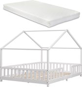 Lit enfant Treviolo avec protection antichute et matelas 140x200 blanc