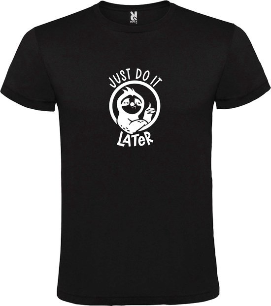 Zwart T shirt met print van " Just Do It Later " print Wit size S