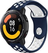 Strap-it Siliconen sport bandje - geschikt voor Xiaomi Watch S1 (Active/Pro) / Watch 2 Pro / Watch S3 / Mi Watch / Amazfit Balance / Amazfit Bip 5 - donkerblauw/wit