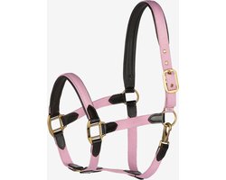 Horze Luxe halster leer / nylon - roze - pony