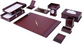 Lederen bureau Set - BORDEAUX ROOD - Bureau accessoires Set - 12 Accessoires - Office Desk Organizer Set - handgemaakte lederen bureau set - Manager Gift