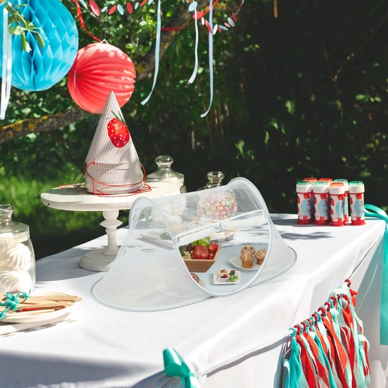 Relaxdays vliegenkap eten - opvouwbaar - 40 x 110 x 58 cm - tegen fruitvliegjes - grijs-wit van Relaxdays — afbeelding 2
