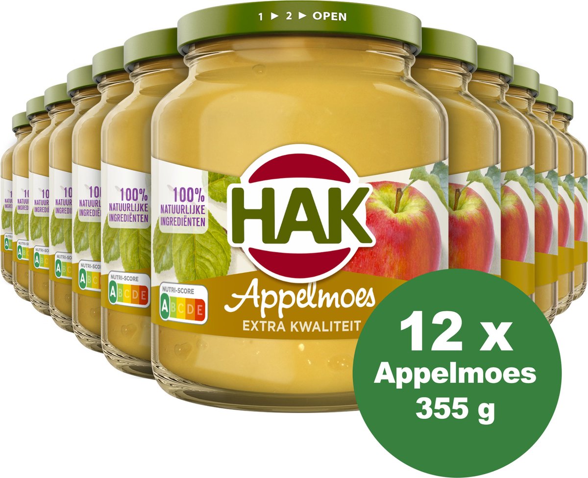 HAK Appelmoes Extra Kwaliteit - Tray 12x360 gram - Gemaksgroenten - Groenteconserven - Authentiek Hollands Recept - Vegan