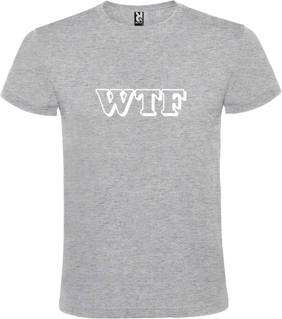 Grijs T-shirt ‘WTF’ Wit maat M