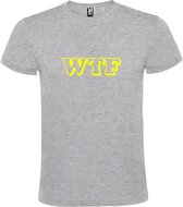 Grijs T-shirt ‘WTF’ Geel maat 4XL