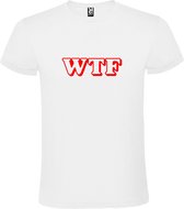 Wit T-shirt ‘WTF’ Rood maat 4XL