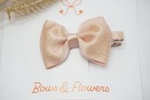 Haarstrikken Satijn Metallic Mini - Parel roze - Haarclip - Glitter - Baby shower - Bows and Flowers