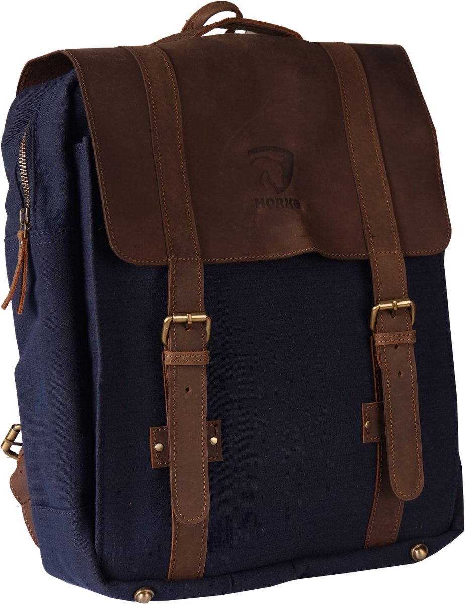 Horka canvas rugtas - blauw / bruin