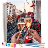 Eagle® Schilderen op Nummer Volwassenen - Champagne in Parijs - Gespannen op Frame - 50x40cm