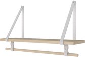 Plankje Roe 98cm - Handles and more® | LICHTGRIJS (Complete set: leren plankdragers + plank eikenhout + roede)