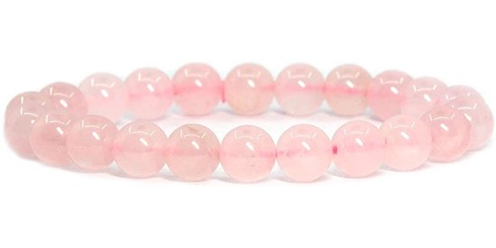 Bixorp Gems - Bracelet en pierres précieuses en quartz rose - Bracelets de perles de quartz rose rose poli - Cadeau pour homme et femme - Fabriqué naturellement