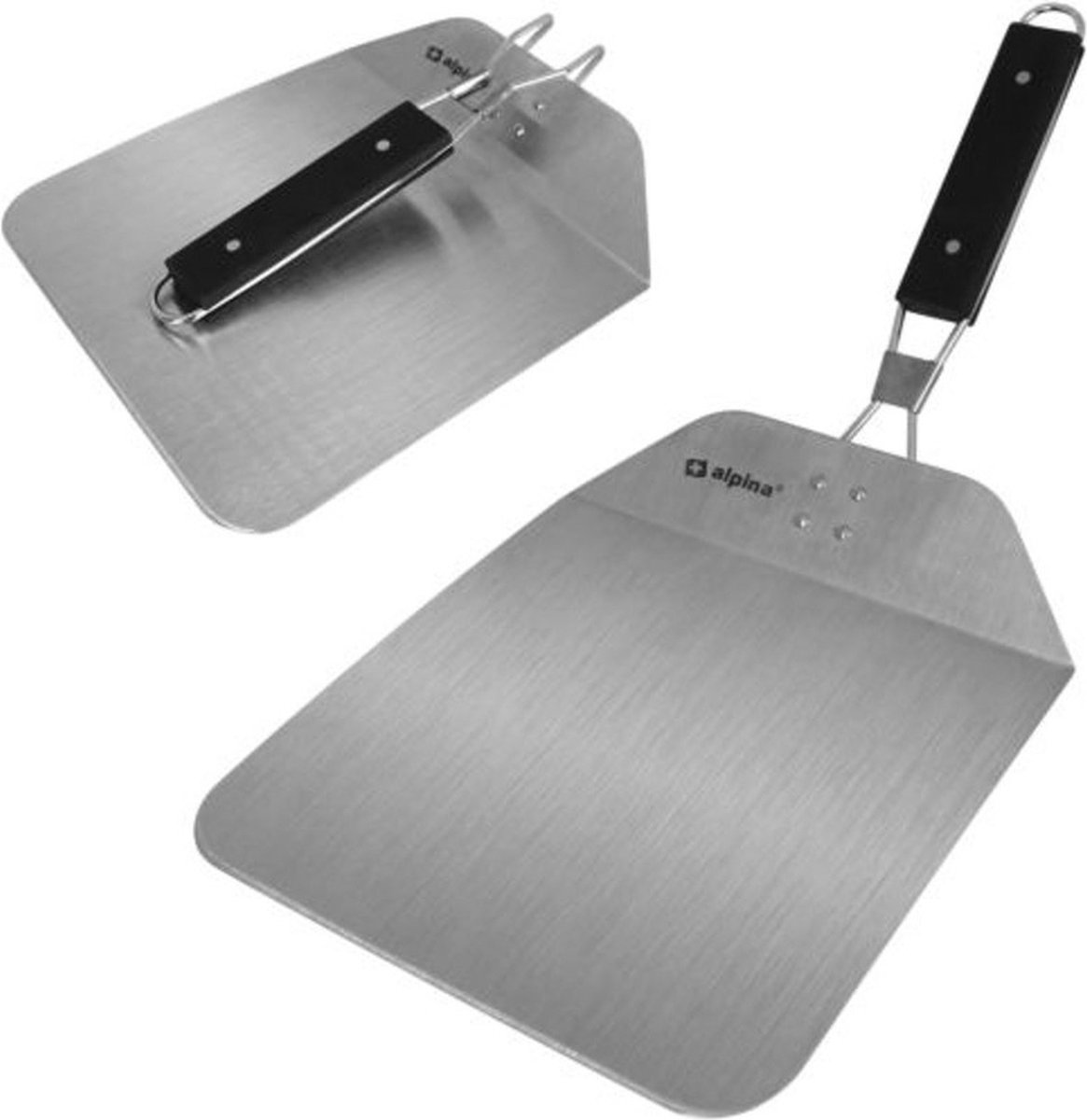 Keramische pizzasteen voor op de barbecue 33 cm - Met inklapbare RVS pizzaschep 25 cm - BBQ/oven pizza stone – foto 3