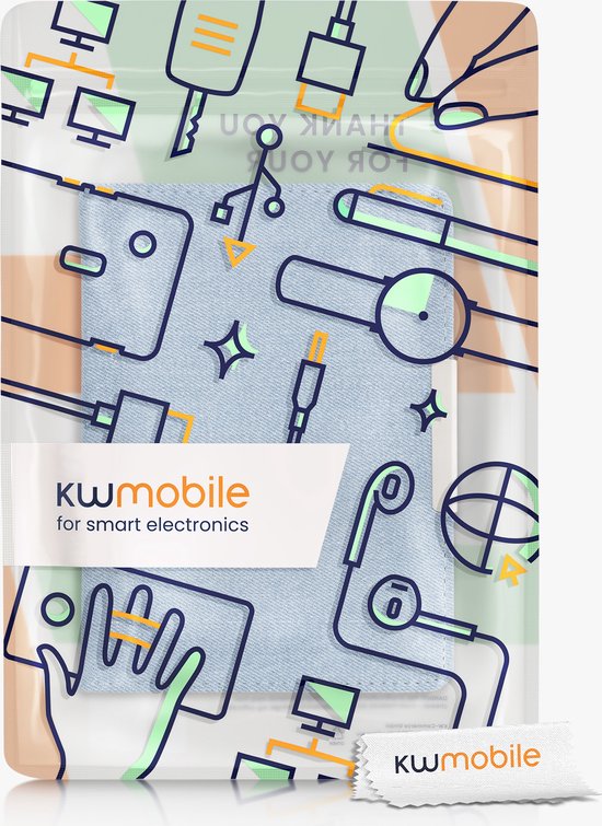kwmobile e-reader hoesje geschikt voor Tolino Vision 1 / 2 / 3 / 4 HD hoes - E reader flip case met magneetsluiting - Ereader cover - Denim design in lichtblauw van kwmobile — afbeelding 2