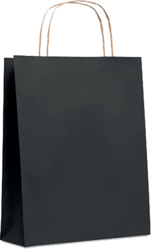 Geschenktas - Cadeauverpakking - Cadeautas - Giftbag - Tasje - Papier - 18 x 21 cm - zwart - 1 Stuk