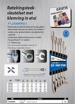 Ratelringsteek-sleutelset met klemring in etui - 6 dlg -KING TONY + gratis cadeau