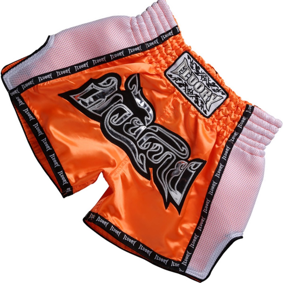 Fluory Muay Thai Shorts Kickboxing Oranje Wit - XL