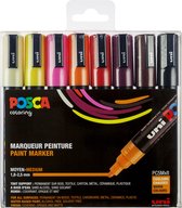 Posca Marker - Universele Stift - Paintmarker - Warme Kleuren - PC-5M - lijndikte 2,5mm - 8 stuks